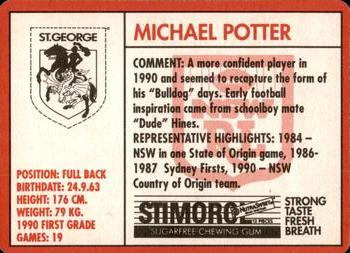1991 Stimorol NRL #116 Michael Potter Back
